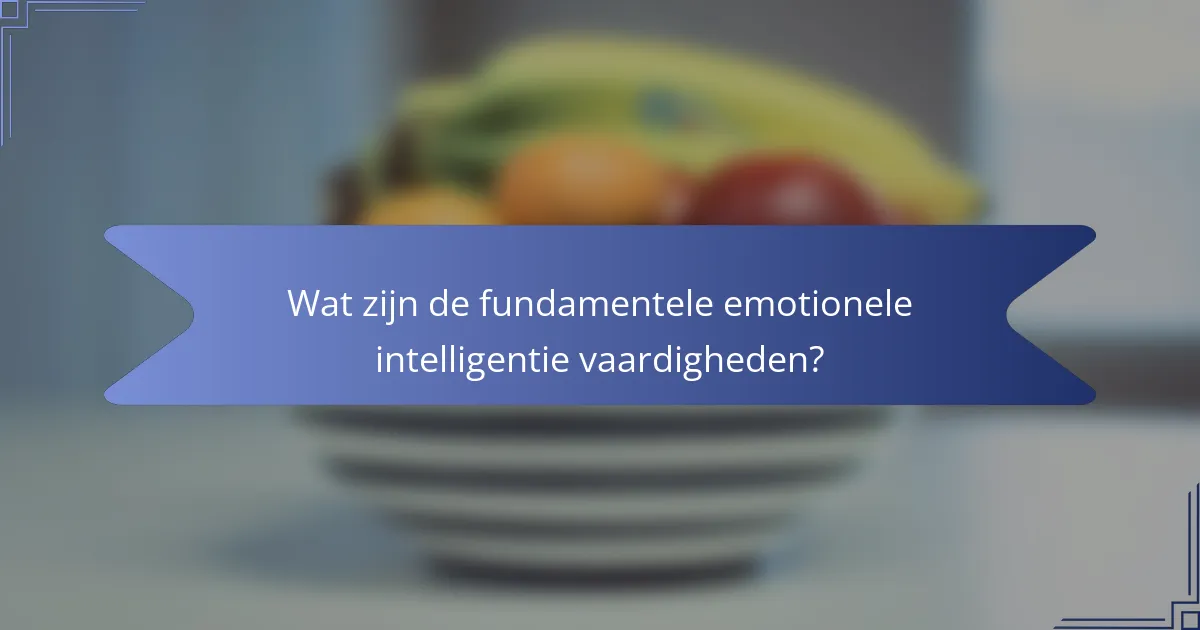 Wat zijn de fundamentele emotionele intelligentie vaardigheden?