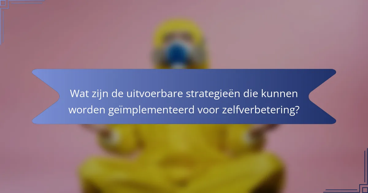 Wat zijn de uitvoerbare strategieën die kunnen worden geïmplementeerd voor zelfverbetering?