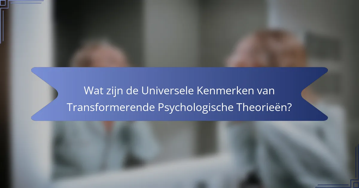 Wat zijn de Universele Kenmerken van Transformerende Psychologische Theorieën?