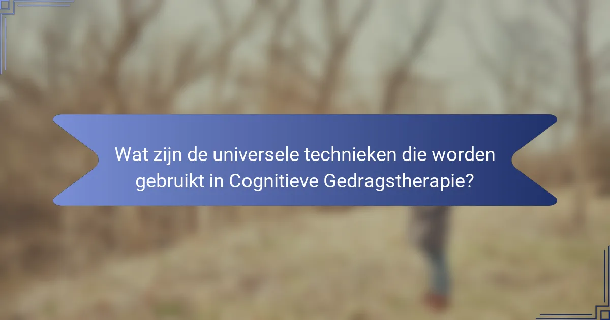 Wat zijn de universele technieken die worden gebruikt in Cognitieve Gedragstherapie?