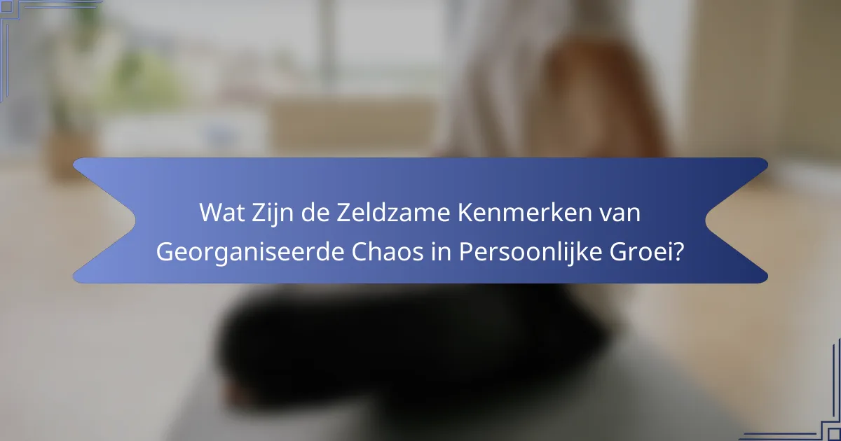 Wat Zijn de Zeldzame Kenmerken van Georganiseerde Chaos in Persoonlijke Groei?