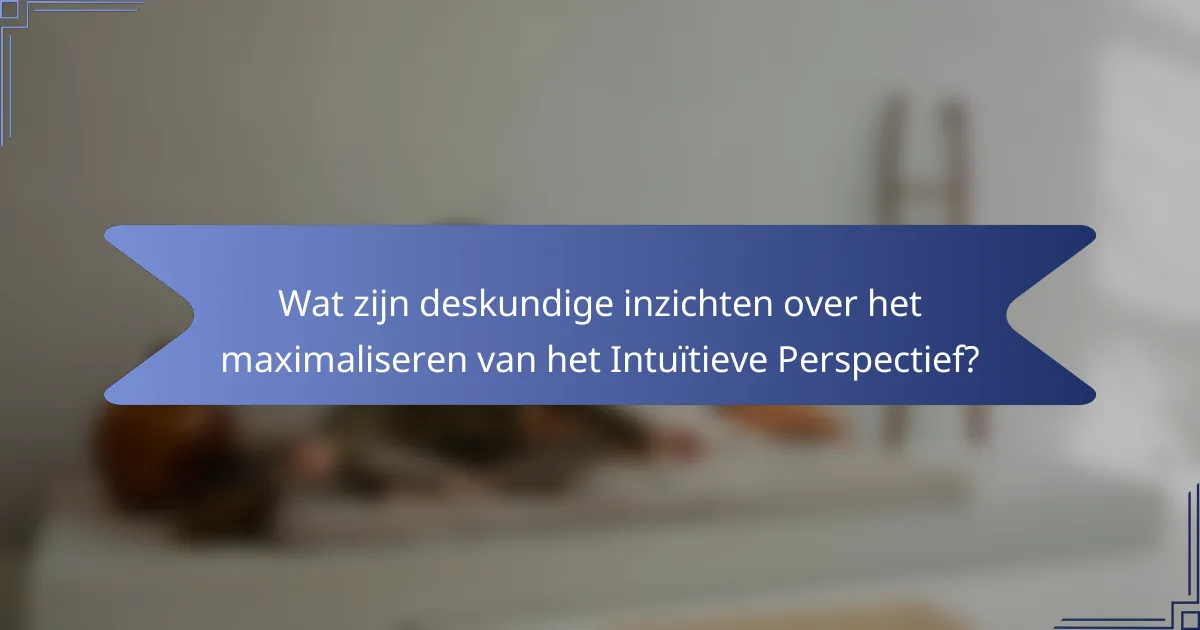 Wat zijn deskundige inzichten over het maximaliseren van het Intuïtieve Perspectief?
