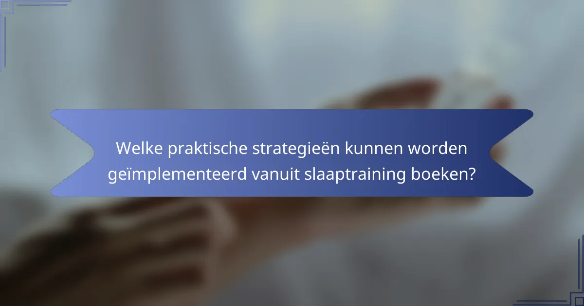 Welke praktische strategieën kunnen worden geïmplementeerd vanuit slaaptraining boeken?