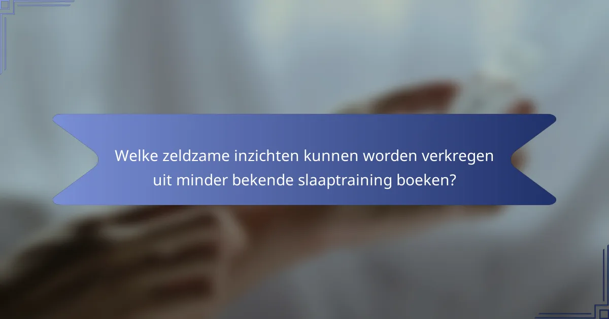 Welke zeldzame inzichten kunnen worden verkregen uit minder bekende slaaptraining boeken?